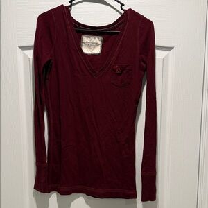 Abercrombie & Fitch Women's Maroon Long Sleeve Top